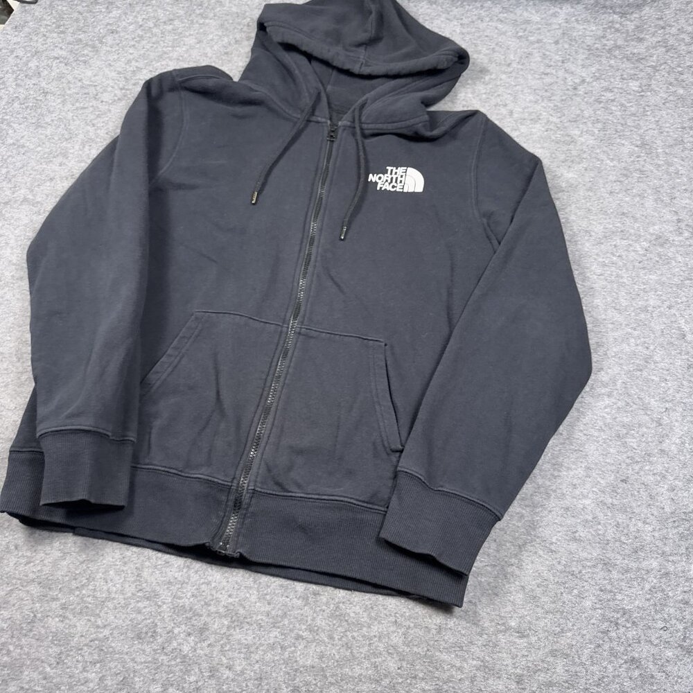 North Face Hoodie Mens Medium Black Spell Out Graphic Full Zip - Picture 10 of 16
